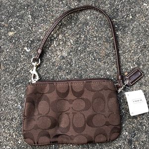 Skinny brown Coach wristlet - NWT